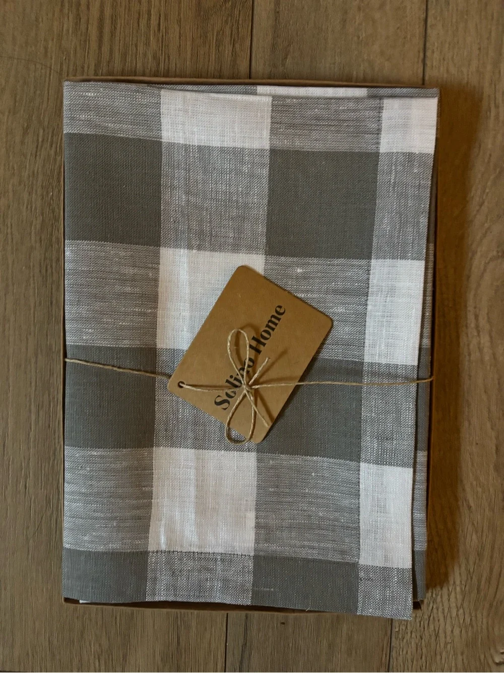 Solino Home Gray and White Buffalo Check Linen Napkins